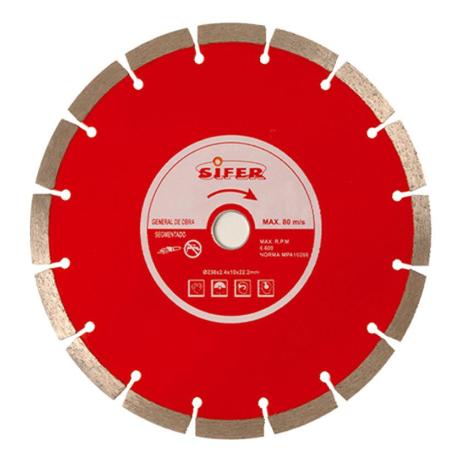 SIFER DISCO DIAMANTE 115 PASTILLA 10 MM SEGMENTADO ROJO 1443110