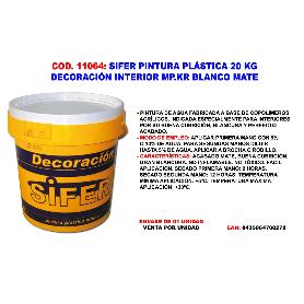 SIFER PINTURA PLASTICA 20 KG PARED-TECHOS INTERIOR  BLANCO MATE