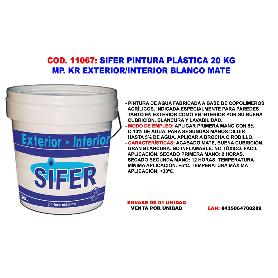 SIFER PINTURA PLASTICA 20 KG EXTER-INTER BLANCO MATE PARED-TECHO