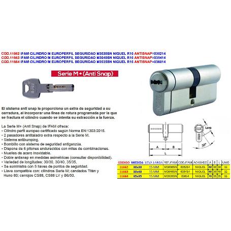 IFAM CILINDRO M EUROPERFIL SEGURID.M3535S NQ R15 ANTISNAP 036014