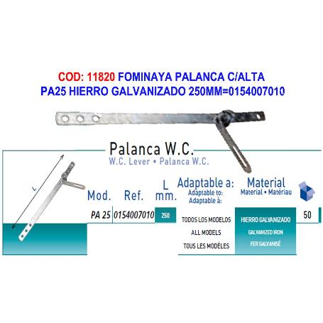 FOMINAYA PALANCA C-ALTA PA25 HIERRO GALVANIZADO 275MM 0154007020