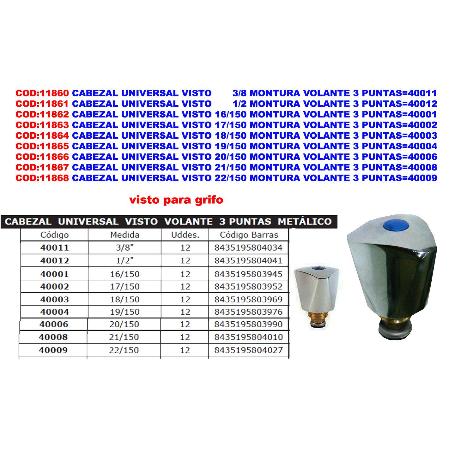 CABEZAL UNIVERSAL VISTO      3-8  MONTURA VOLANTE 3 PUNTAS 40011