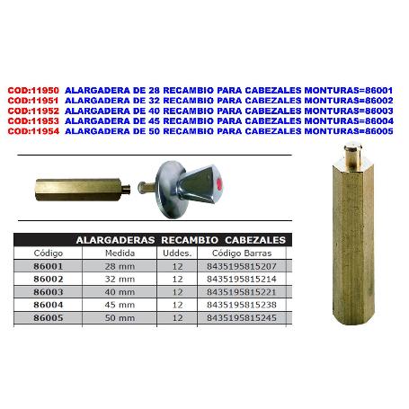 ALARGADERA DE 50 RECAMBIO PARA CABEZALES MONTURAS 86005