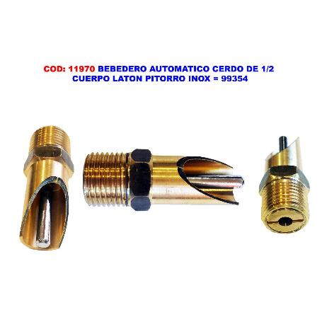 BEBEDERO AUTOMATICO CERDO  1-2 CUERPO LATON PITORRO LATON 99354