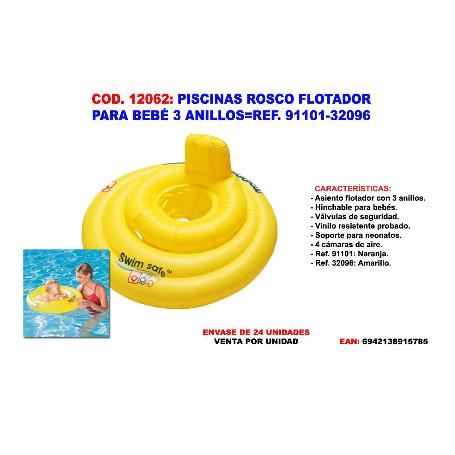 PISCINAS ROSCO FLOTADOR PARA BEBE 3 ANILLOS 91101-32096