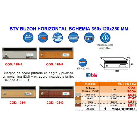 BTV BUZON HORIZONTAL BOHEMIA 1 HAYA 350X120X250 MM 06851