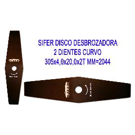 SIFER DISCO DESBROZADORA 2 DIENTES CURVO 305X4,0X20,0X2T MM 2044