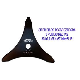 SIFER DISCO DESBROZADORA 3 PUNTAS RECTAS 305X3,0X25,4X3T MM 3013