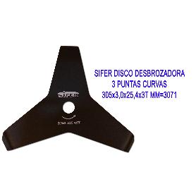 SIFER DISCO DESBROZADORA 3 PUNTAS CURVAS 305X3,0X25,4X3T MM 3071