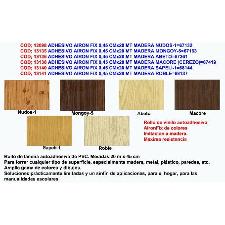 ADHESIVO AIRON FIX 0,45 CMX20 MT MADERA NUDOS-1 67132