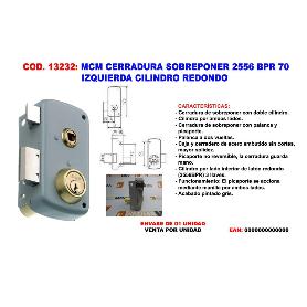 MCM CERRADURA SOBREPONER 2556 BPR 70 - IZQ  CILINDRO REDONDO