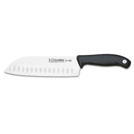 3 CLAVELES CUCHILLO EVO PL.SANTOKU ALVEOLADO 18 CM-7 E 01356