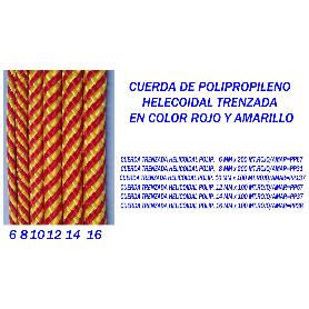 CUERDA TRENZADA HELICOIDAL POLIP.   6 MM X 200 MT.ROJO-AMAR PP67