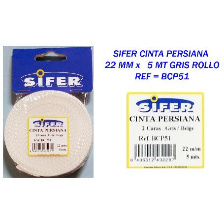 SIFER CINTA PERSIANA 22 MM X   5 MT GRIS-BEIGE ROLLO BCP51