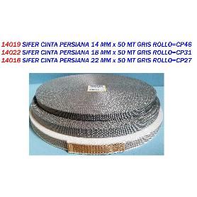 SIFER CINTA PERSIANA 14 MM X 50 MT GRIS ROLLO CP46