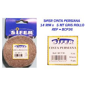 SIFER CINTA PERSIANA 14 MM X   5 MT GRIS ROLLO BCP36