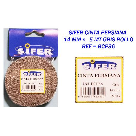 SIFER CINTA PERSIANA 14 MM X   5 MT GRIS ROLLO BCP36