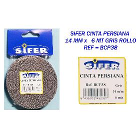 SIFER CINTA PERSIANA 14 MM X   6 MT GRIS ROLLO BCP38