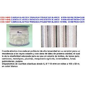 CUERDA ELASTICA TRENZADA POLIESTER BLANCO 10 MMX  50 METROS CE70