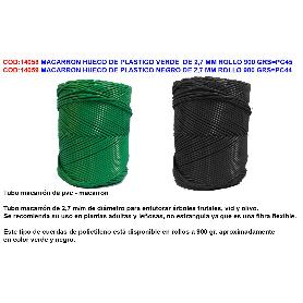 MACARRON HUECO DE PLASTICO VERDE DE 2,7 MM ROLLO 900 GRS PC45