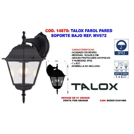 TALOX FAROL PARED SOPORTE BAJO REF. MV672