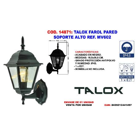 TALOX FAROL PARED SOPORTE ALTO REF. MV602