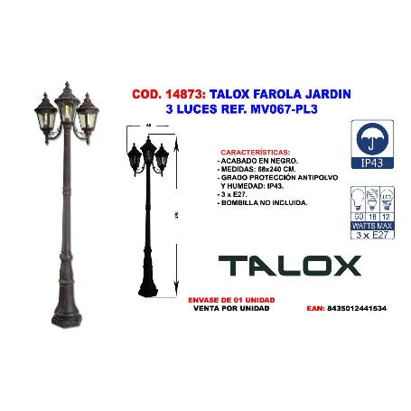 TALOX FAROLA JARDIN 3 LUCES REF. MV067-PL3