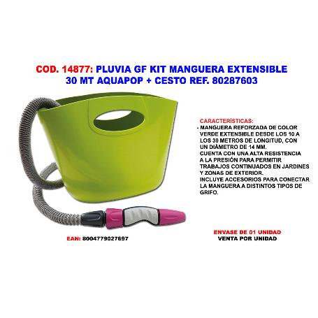 PLUVIA GF KIT MANGUERA EXTENSIBLE 30 MT AQUAPOP + CESTO 80287603