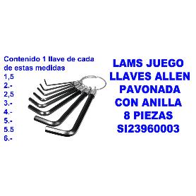 LAMS JUEGO LLAVES ALLEN PAVONADA CON ANILLA  8 PIEZAS SI23960003