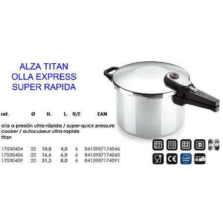 ALZA TITAN OLLA EXPRES SUPER RAPIDA 6 LITROS 17030406