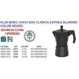 ALZA BASIC CAFETERA CLASICA EXPRES ALUMINIO NEGRA   6 TAZAS 6032