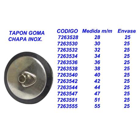 TAPON LAVABO GOMA CAUCHO 42 CON CHAPA INOX 7263542