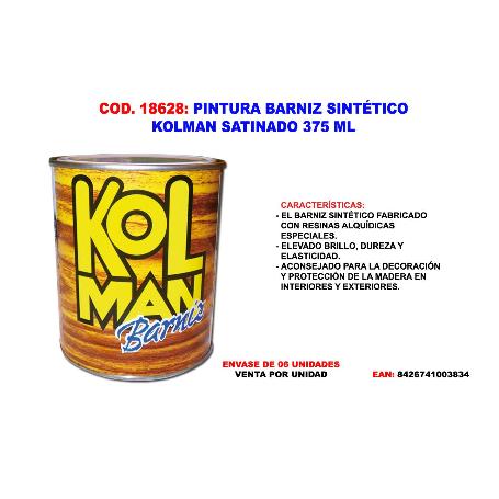 PINTURA BARNIZ SINTETICO KOLMAN SATINADO 375 ML.