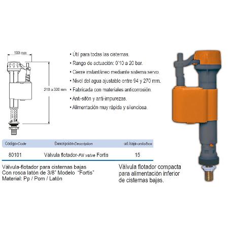 PRHIE VALVULA FLOTADOR INFERIOR CISTERNA BAJA FORTIS 80101