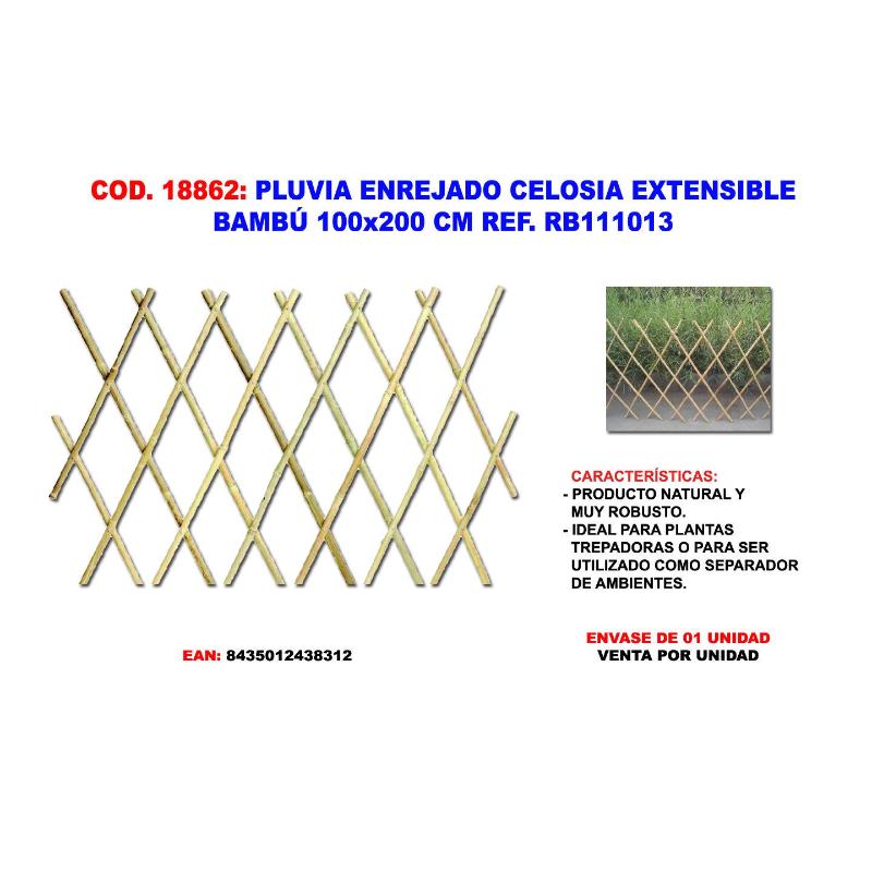 pluvia enrejado celosia extensible bambu 100x200 cm rb111013
