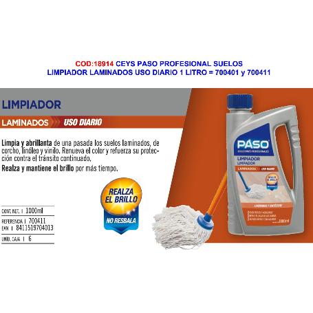 CEYS PASO SUELOS LAMINADO LIMPIADOR USO DIARIO 1 L 700401-700411