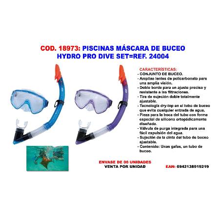 PISCINAS MASCARA DE BUCEO HYDRO PRO DIVE SET 24004