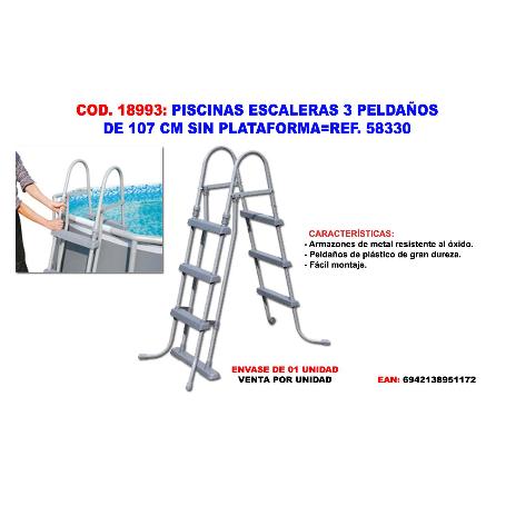 PISCINAS ESCALERAS 3 PELDAÑOS 107 CM SIN PLATAFORMA 58330