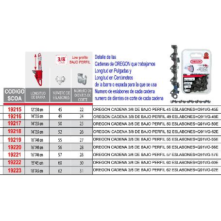 OREGON CADENA 3-8 DE BAJO PERFIL 45 ESLABONES Q91VG-45E