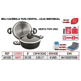 IBILI FINSTOCK CACEROLA  20 TAPA CRISTAL- CAJA INDIVIDUAL 401220