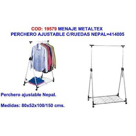 MENAJE METALTEX PERCHERO AJUSTABLE C-RUEDAS NEPAL 414005