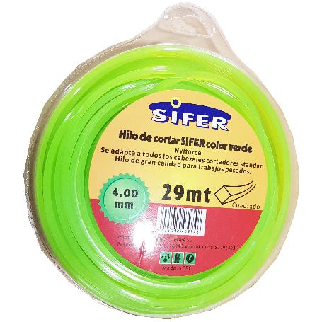 SIFER HILO DESBROZADORA VERDE CUADRADO 4.00 MMX 29 MT 48222074