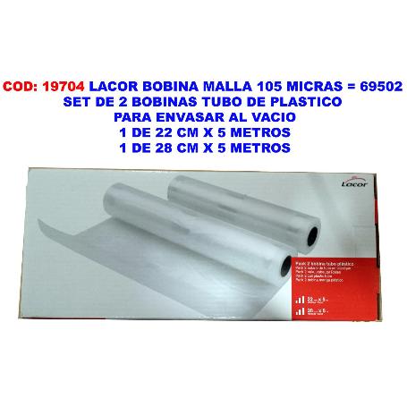 LACOR BOBINA MALLA 105 MICRA PAQ 2 ROLL 28CMX5MT ENV.VACIO 69052