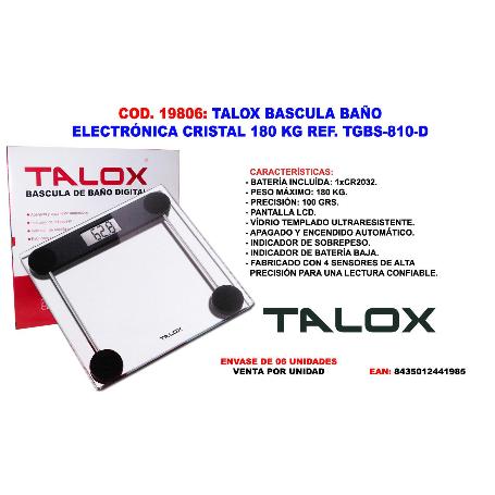 TALOX BASCULA BAÑO ELECTRONICA CRISTAL 180 KG TGBS-810-D