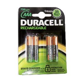 DURACELL RECARGABLE 4 PILAS AAA ( LR03 )    750 MAH B4