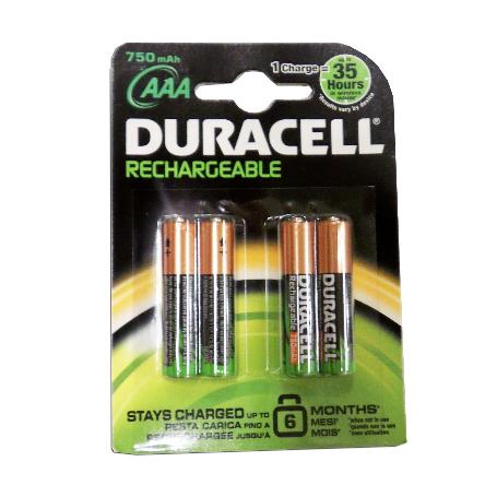 DURACELL RECARGABLE 4 PILAS AAA ( LR03 )    750 MAH B4