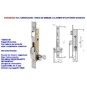 CVL CERRADURA 1990-     -0-20 NIQUEL CILINDRO+PICAPORTE+GANCHO