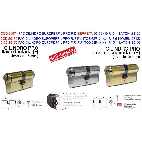 FAC CILINDRO EUROPERFIL PRO RJ3 SERRETA 60 30X30 R15 LATON 23129