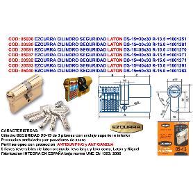 EZCURRA CILINDRO SEGURIDAD LATON DS-15 35X35 R-15. ANTIBUMPING