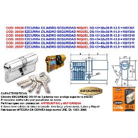 EZCURRA CILINDRO SEGURIDAD NIQUEL DS-15 30X30 R-15. ANTIBUMPING